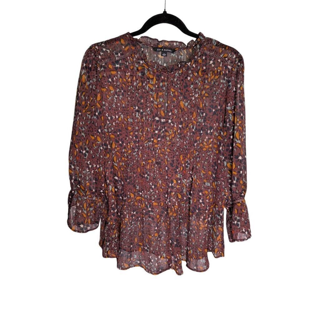 Zac & Rachel Purple Floral Blouse Women's Size Large
